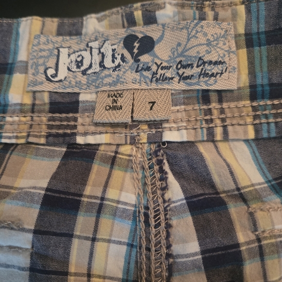 Jolt Blue Plaid Women Shorts Bermudas - Picture 3 of 6